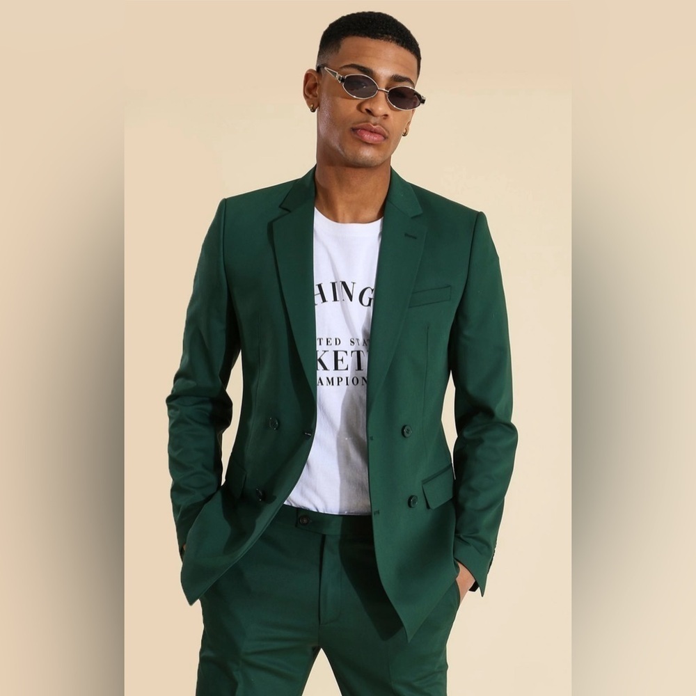 NWT BOOHOO MEN SKINNY DOUBLE BREASTED SUIT JACKET